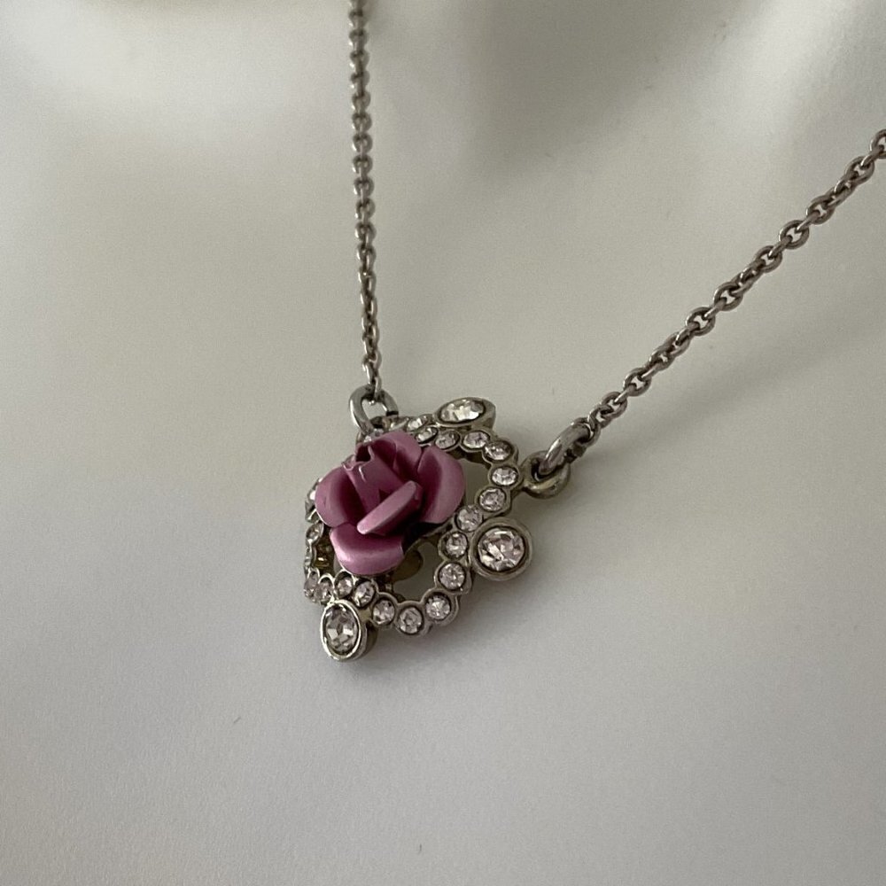 PINK ROSE NECKLACE NRT VINTAGE - Picture 11 of 13